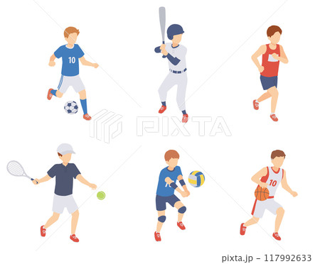 スポーツをする男性のアイソメトリックイラストセット 117992633