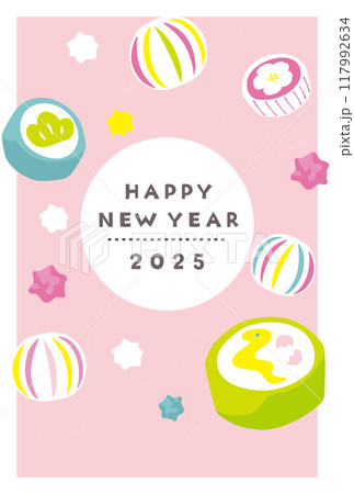 かわいい巳年の年賀状 かわいい巳年の年賀状 117992634