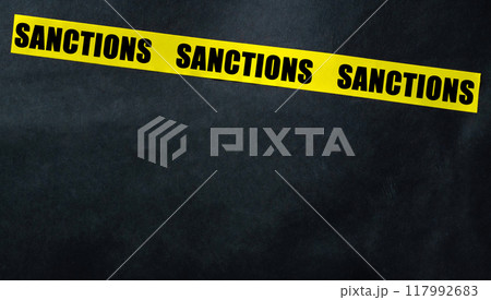 Warning Tape With Text Sanctions Warning Tape With Text Sanctions 117992683