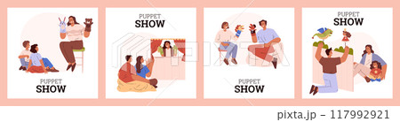 Set of posters about a puppet show. 117992921