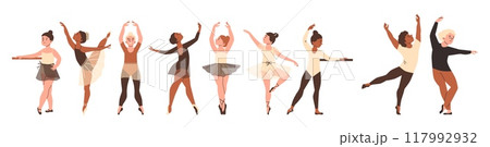 Diverse ballet children poses vector set 117992932