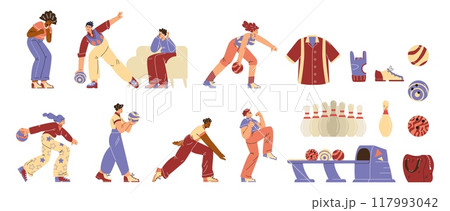 Bowling night out vector set Bowling night out vector set 117993042