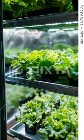 In an indoor setting, a compact hydroponic system grows vibrant lettuce and aromatic herbs. This sustainable method ensures year-round gardening joy and nutritious regenerative instead of sustainable In an indoor setting, a compact hydroponic system grows vibrant lettuce and aromatic herbs. This sustainable method ensures year-round gardening joy and nutritious regenerative instead of sustainable 117993331