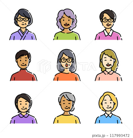 さまざまな中高年のシンプルアイコンセット 117993472