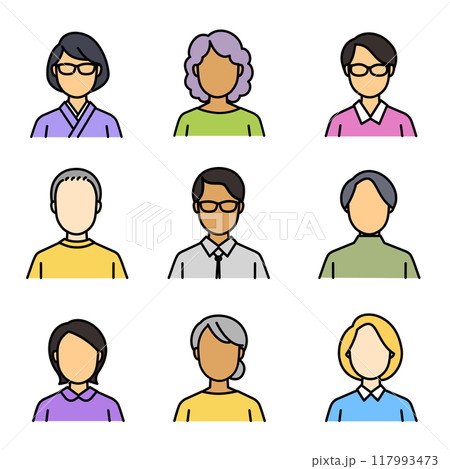 さまざまな人物のアイコンセット 117993473