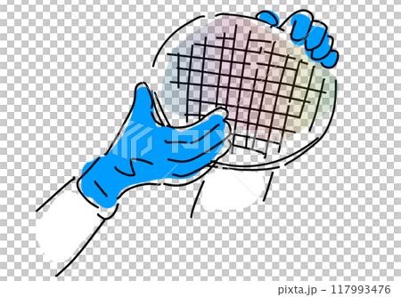 半導体シリコンウェハーを持つ作業員の手シンプル線画 117993476
