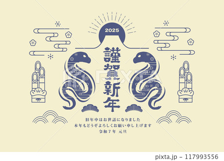 年賀状 2025年 巳年 年賀状 2025年 巳年 117993556
