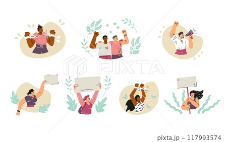 People advocating for human rights vector set 117993574
