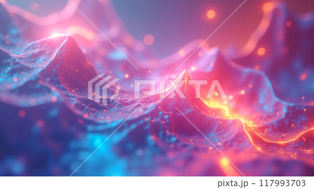 Vibrant 3D Neon Glow Waves Abstract Background in Blue and Pink, Dynamic Ripple Effect with Luminous Highlights for Creative Design or Digital Wallpaper Vibrant 3D Neon Glow Waves Abstract Background in Blue and Pink, Dynamic Ripple Effect with Luminous Highlights for Creative Design or Digital Wallpaper 117993703