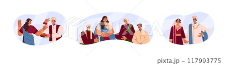 Set of happy people celebration Indian wedding flat style, vector illustration Set of happy people celebration Indian wedding flat style, vector illustration 117993775