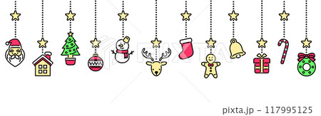クリスマスの飾り・オーナメントのシンプルなベクターイラスト素材 117995125