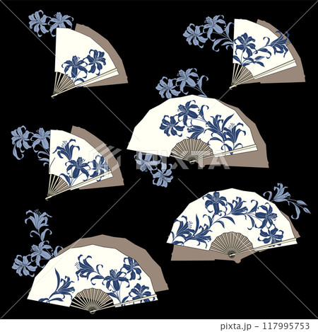 和調。扇子のイラスト素材集, 117995753
