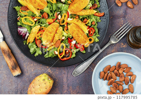 Salad of prickly pear or opuntia 117995785