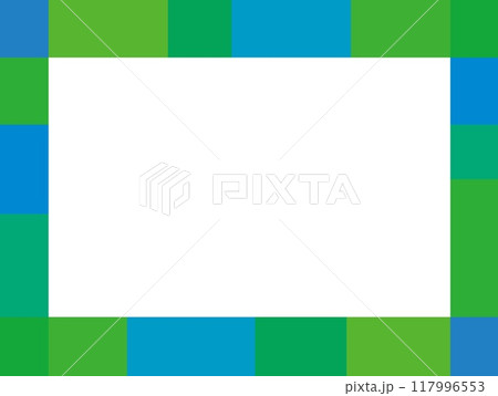 フレーム　幾何学模様　ホワイトスペース　グリーン 117996553