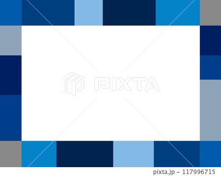 フレーム　幾何学模様　ホワイトスペース　ブルー 117996715