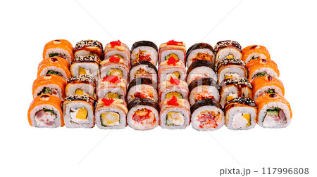 Sushi set showing variety of japanese food Sushi set showing variety of japanese food 117996808