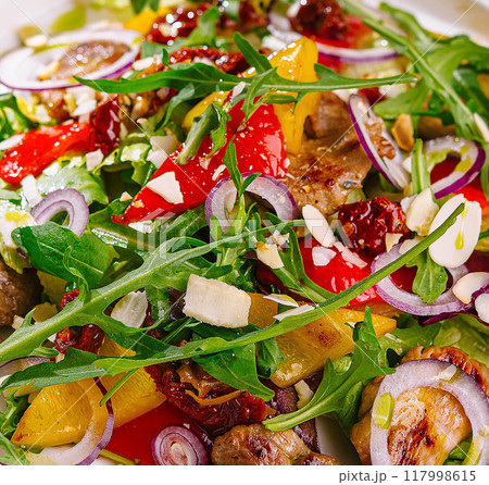 Fresh gourmet salad with mixed greens and veggies Fresh gourmet salad with mixed greens and veggies 117998615