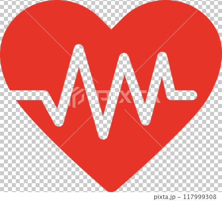 シンプルなハートと心拍をあらわしたイラスト 117999308