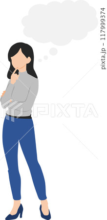考え事をする女性のイラスト 117999374