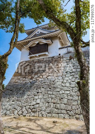 岡山市　岡山城の月見櫓と石垣 117999376