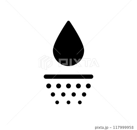 Water absorbent icon. Skin deep hydration symbol. Face care effect. Moisturizing skin icon. Water drop absorb sign. Vector illustration isolated on white background 117999958