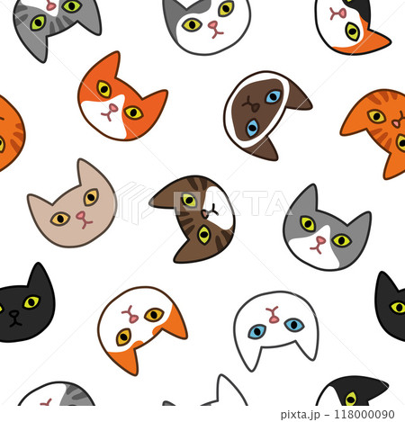 Seamless pattern with cute colorful cats. Great for fabric, textile Vector Illustration 118000090