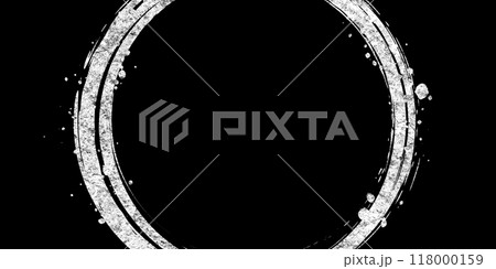 黒背景に銀色風の和風な円のイラスト素材 118000159