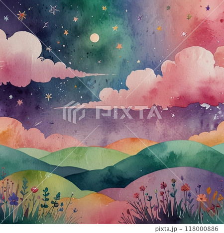 水彩画のようなパステル調のイラスト 118000886