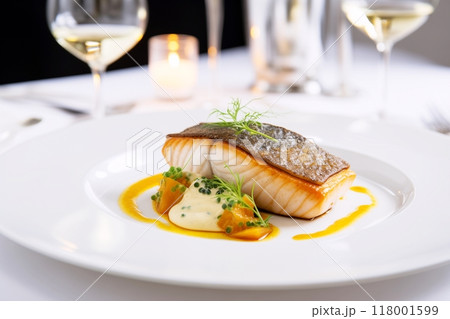高級レストランのメインディッシュ・料理「AI生成画像」 118001599
