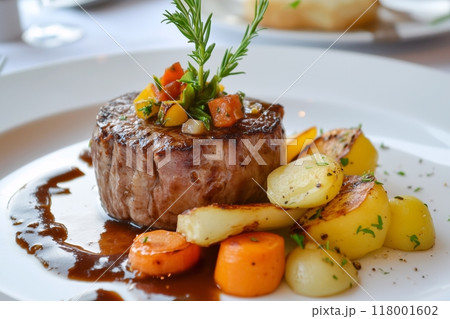 高級レストランのメインディッシュ・料理「AI生成画像」 118001602