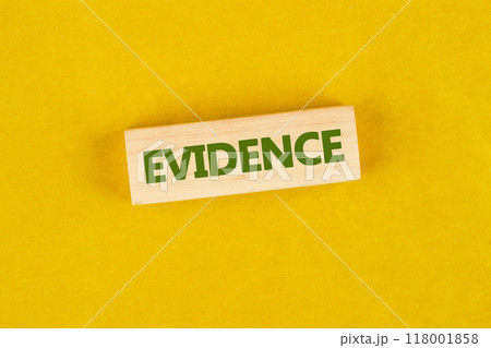 Criminal investigation and investigation Fingerprint. Evidence in criminal investigations. The conceptual phrase EVIDENCE made up of wooden blocks 118001858
