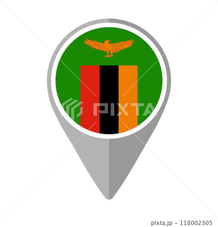 Zambia Flag on Location Pin	 118002305