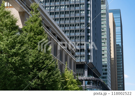 東京丸ノ内の緑のあるオフィス街の風景 東京丸ノ内の緑のあるオフィス街の風景 118002522