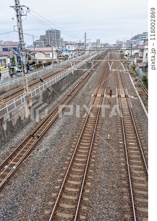線路のある風景 千葉県松戸市の街風景 線路のある風景 千葉県松戸市の街風景 118002869