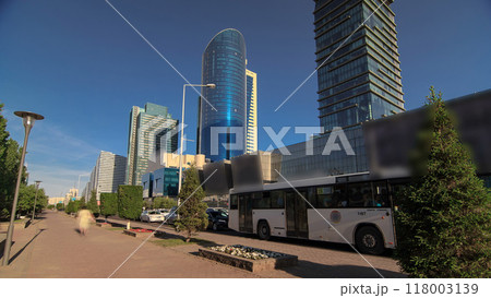 New business district timelapse hyperlapse on Boulevard in the capital of Kazakhstan in Astana. 118003139