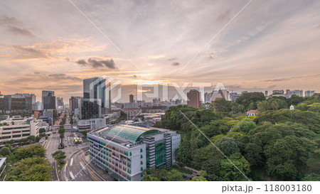 Sunset over Old Hill Street Police Station historic building in Singapore timelapse. Sunset over Old Hill Street Police Station historic building in Singapore timelapse. 118003180