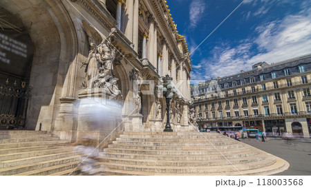 Palais or Opera Garnier The National Academy of Music timelapse hyperlapse in Paris, France. 118003568