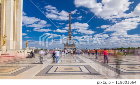 Famous square Trocadero with Eiffel tower in the background timelapse hyperlapse. Famous square Trocadero with Eiffel tower in the background timelapse hyperlapse. 118003664