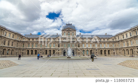 inner yard of museum with fountain timelapse hyperlapse. Paris, France 118003725