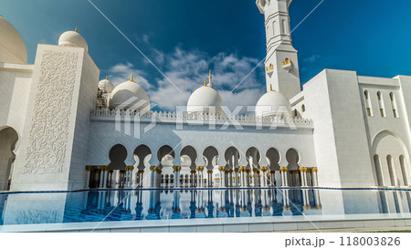 Sheikh Zayed Grand Mosque timelapse hyperlapse located in Abu Dhabi - capital city of United Arab Emirates. Sheikh Zayed Grand Mosque timelapse hyperlapse located in Abu Dhabi - capital city of United Arab Emirates. 118003826