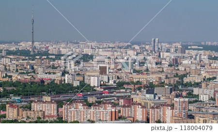 Panoramic aerial view of the buildings from the rooftop of Moscow International Business Center skyscraper timelapse, Russia Panoramic aerial view of the buildings from the rooftop of Moscow International Business Center skyscraper timelapse, Russia 118004079