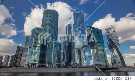 Moscow City business center skyscrapers office buildings and luxury apartments timelapse hyperlapse. 118004237