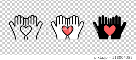心和手的圖標集 心和手的圖標集 118004385
