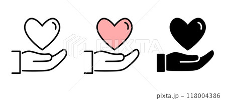 ハートと手のアイコンセット　  118004386