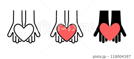 ハートと手のアイコンセット　  118004387