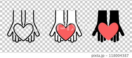 心和手的圖標集 118004387
