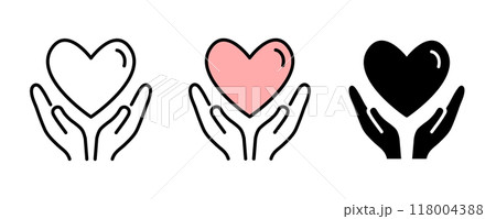 ハートと手のアイコンセット　  118004388