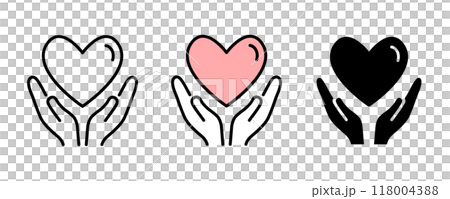 ハートと手のアイコンセット　  118004388