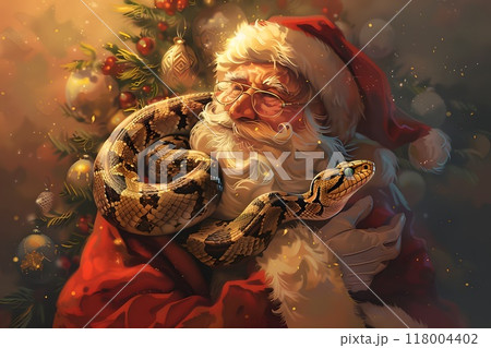 Santa Claus and snake, Christmas and New Year's Eve 2025 Santa Claus and snake, Christmas and New Year's Eve 2025 118004402