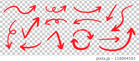 簡單的筆手寫箭頭設定向量紅色 簡單的筆手寫箭頭設定向量紅色 118004583